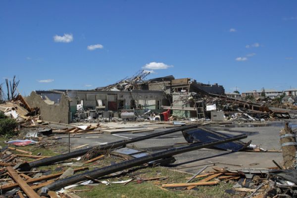 Tornado damage. With severe weather tips, businesses can be prepared for these types of situations